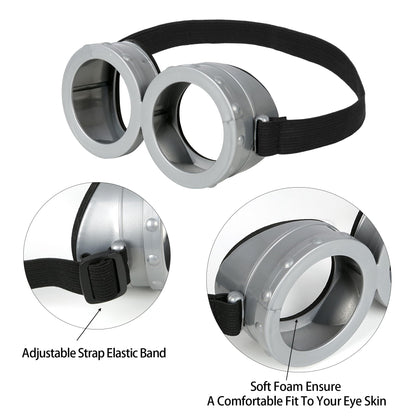 Tinyones 6 Pcs Women's Halloween Costume Accessories Set, Goggles/Yellow Beanie/Blue Dress/Blue Suspenders/Gloves/Yellow Stockings