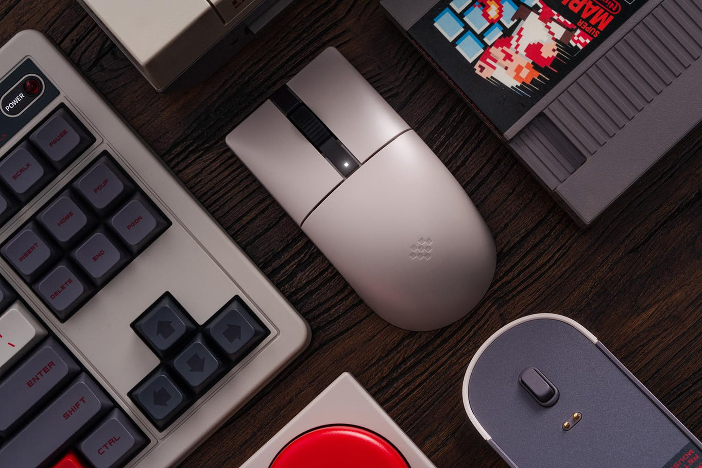 8BitDo Retro R8 Mouse with Charging Dock, PAW 3395 Optical Sensor DPI 26,000, Wireless Mouse with 4K Polling Rate, Programmable Buttons, and Kailh Sword GM X Micro Switches - N Edition