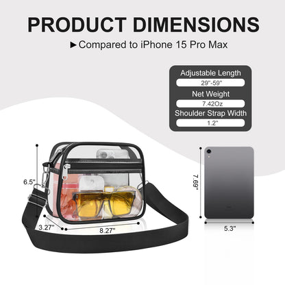 USPECLARE Clear Bag for Stadium Events Clear Handbags Purses for Sports Fans Transparent Crossbody Bag for Concerts Festivals