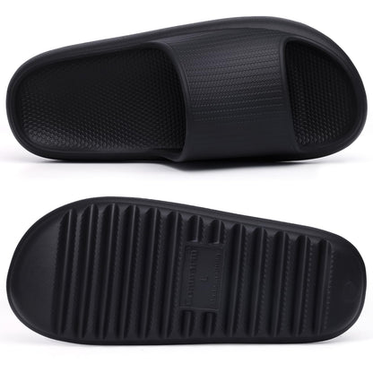 Comwarm Cloud Slide Sandals for Women Men Ultra Comfort Recovery Pillow Slippers Soft Summer Beach Shoes with Low Arch Support,Matte Black Size 7.5-8.5 Wonmen/6-7 Men
