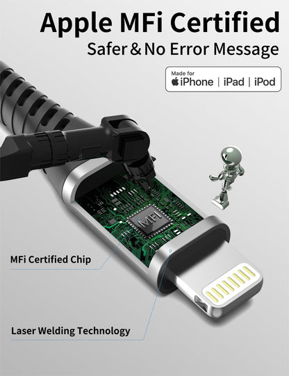 Coiled Lightning Cable for Car, 2Pack Retractable iPhone Charger Cable Fast Charging, [MFi Certified] Short Apple CarPlay USB to Lightning Cord for iPhone 14 13 12 11 Pro Max Mini XR XS 8 SE iPad