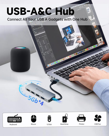 USB 3.0 Hub, USB Multiport Adapter, USB Extender Hub 4 Port, USB Splitter for Laptop/PC/MacBook/iPad Pro/iMac and More