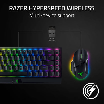 Razer Basilisk V3 Pro Wireless Gaming Mouse: HyperScroll Tilt Wheel - 30K DPI Optical Sensor - Gen-3 Optical Switches - 13-Zone Chroma RGB - 13 Programmable Controls - 3 Connection Modes - Black