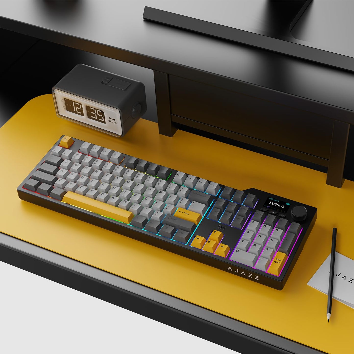 AK35I V3 Full Size RGB Gasket Mount Keyboard | 8000mAh Triple Modes Custom Keyboard with Five Layer Pad | Knob Control | Cherry Profile PBT Keycaps