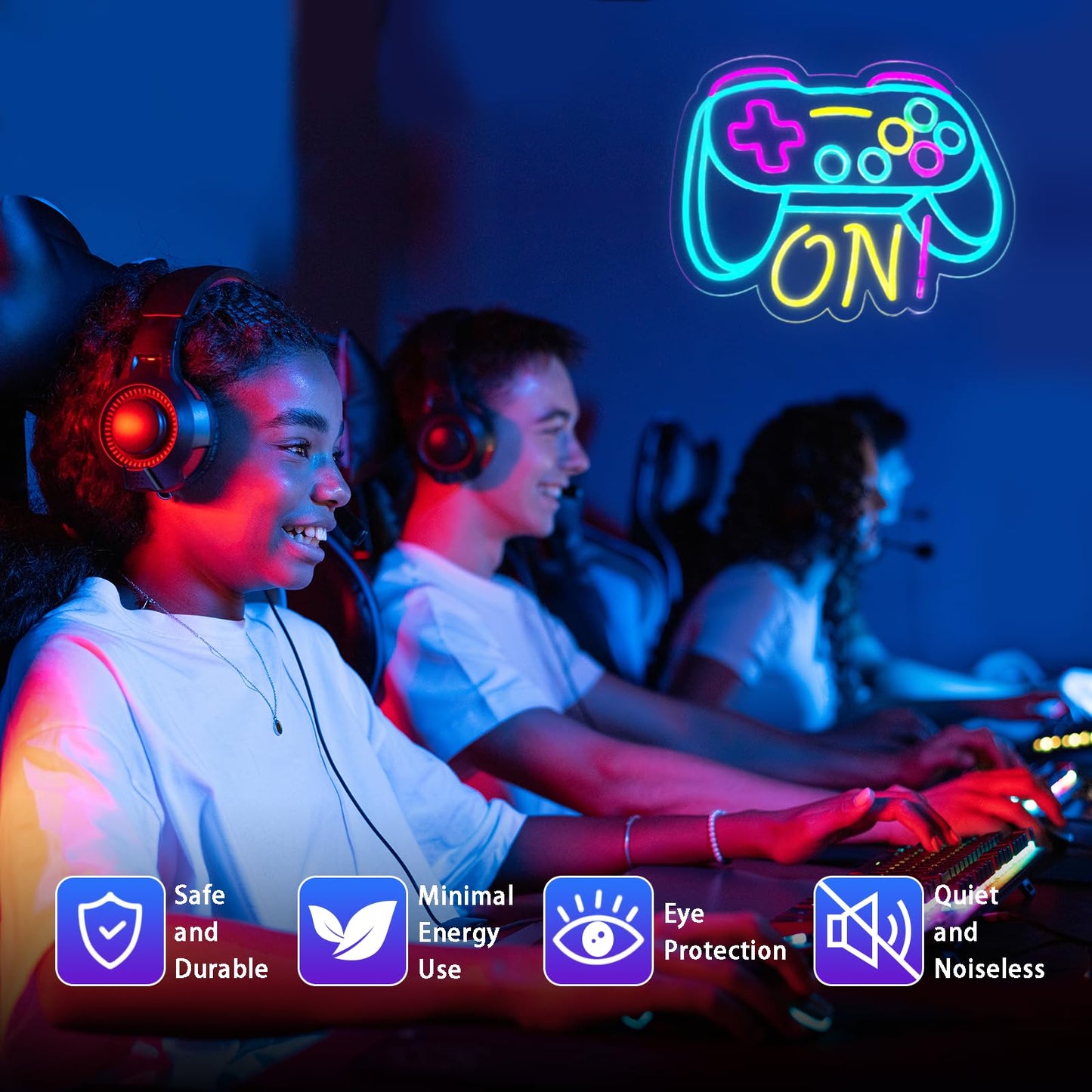 Gamer Neon Sign for Boys Gaming Room Bedroom Wall Decor, Gifts for Teen Kids, Video Game LED Light for Men, Gamepad Shaped Dimmable USB Powered Neon Lamp Game Room Accessories (16 X 12.5 inches)