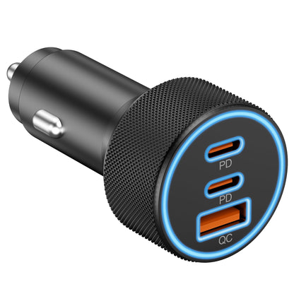 USB C Car Charger, 3-Port 67W Dual USB-C & USB-A Car Power Adapter PD/QC Fast Charging Cigarette Lighter for iPhone 17/16/15/14/13/12/11 Pro Max, iPad, Samsung Galaxy S25 S24/S23/S22, Pixel, Android