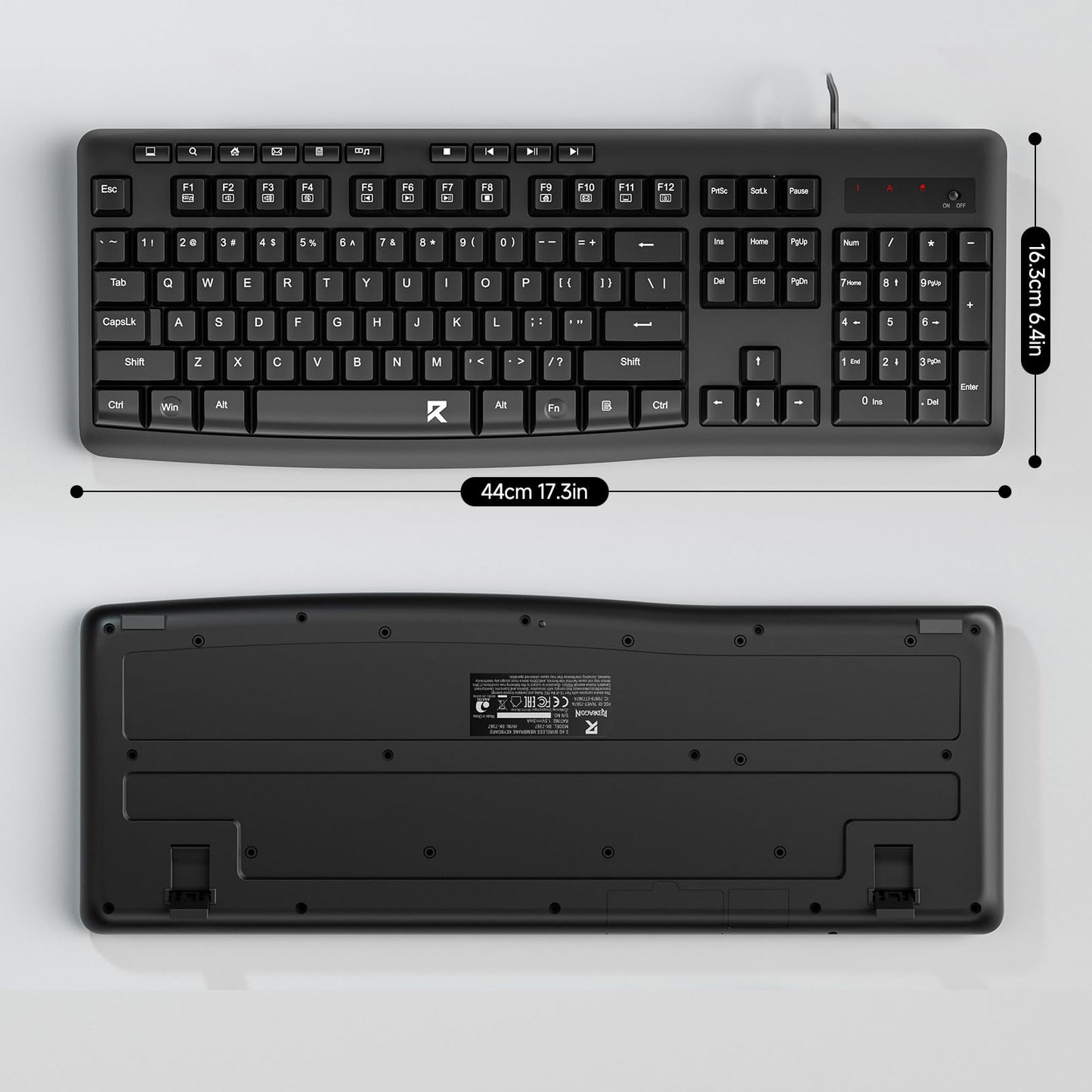 Redragon BK7366 Wired Keyboard,Multimedia USB Quiet Computer Keyboard,Silent Keyboard with Large Number Pad,Spill-Resistant,Anti-Wear Letters,Full Size for Laptop,Desktop
