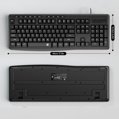 Redragon BK7366 Wired Keyboard,Multimedia USB Quiet Computer Keyboard,Silent Keyboard with Large Number Pad,Spill-Resistant,Anti-Wear Letters,Full Size for Laptop,Desktop