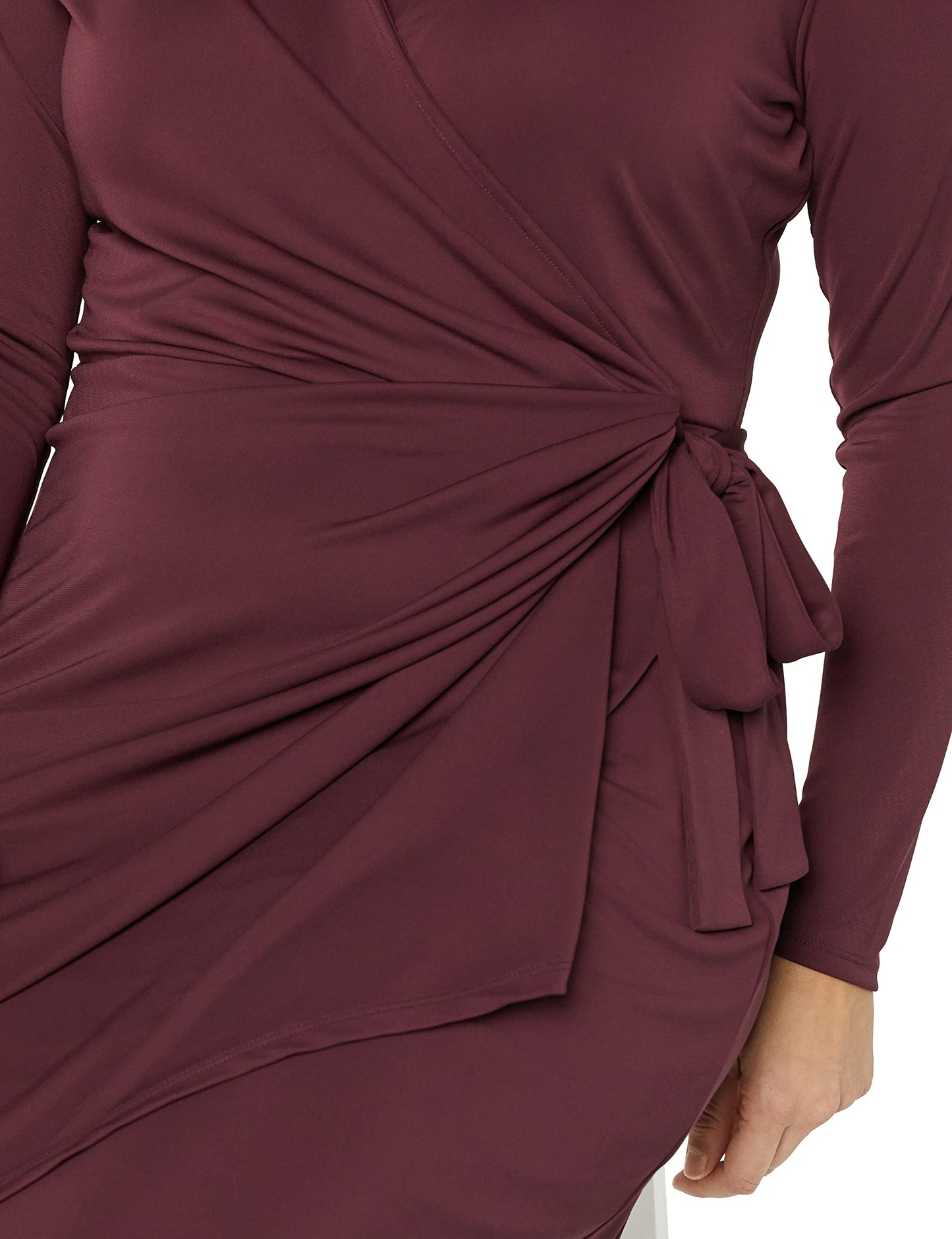 Amazon Essentials Women's Long Sleeve Classic Wrap Dress (Available in Plus Size), Burgundy, X-Large