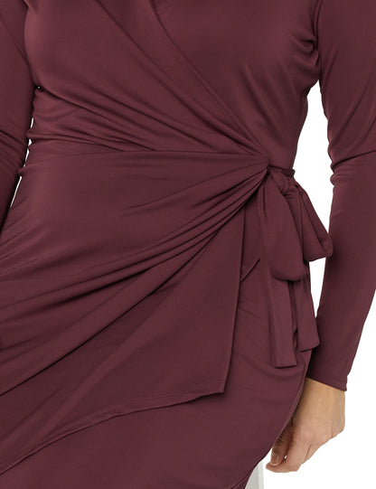 Amazon Essentials Women's Long Sleeve Classic Wrap Dress (Available in Plus Size), Burgundy, X-Large