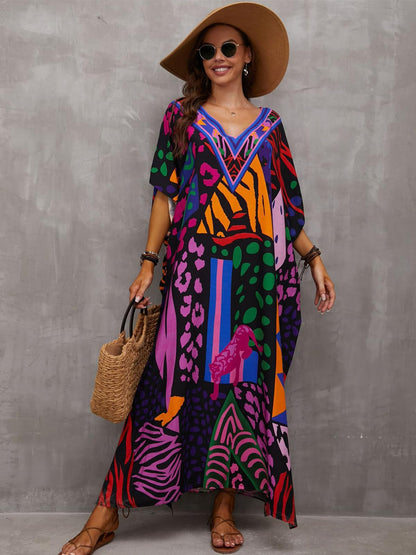 Kaftan Dresses for Women Plus Size Bathing Suit Cover up Caftan Maxi Beach Dresses Dark Purple
