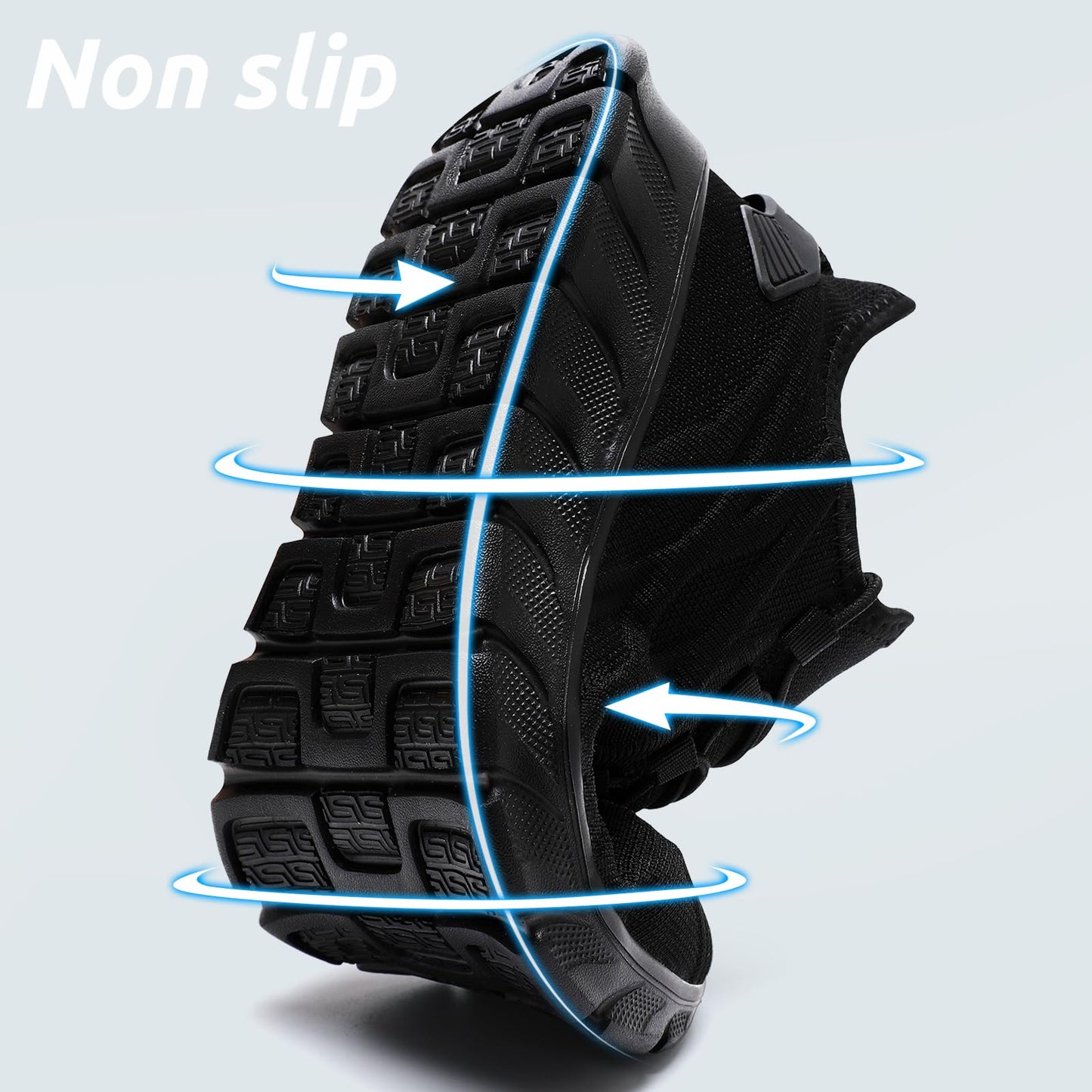 Men Running Shoes Tennis Walking Gym Slip On Workout Athletic Fashion Sneakers Lightweight Breathable Sport Jogging Casual Shoe Black Size 10