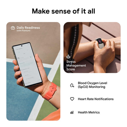 Fitbit Charge 6 Fitness Tracker with Google apps, Heart Rate on Exercise Equipment, 6-Months Premium Membership Included, GPS, Health Tools and More, Porcelain/Silver, One Size (S & L Bands Included)