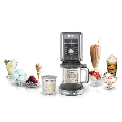 Ninja CREAMi Deluxe Ice Cream & Frozen Treat Maker for Ice Cream, Sorbet, Milkshakes, Frozen Yogurt, & More, 11-in-1, XL Capacity, Silver, Includes (2) Family-Sized 24 oz. Tubs, NC501