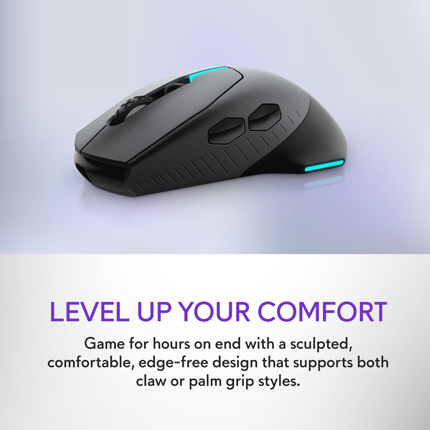 Alienware Wired/Wireless Gaming Mouse AW610M - 16000 DPI Optical Sensor, 350 Hour Rechargeable Battery, 7 Buttons, 3-ZONE 16.8m AlienFX RGB Lighting, Ergonomic - Dark Side of the Moon