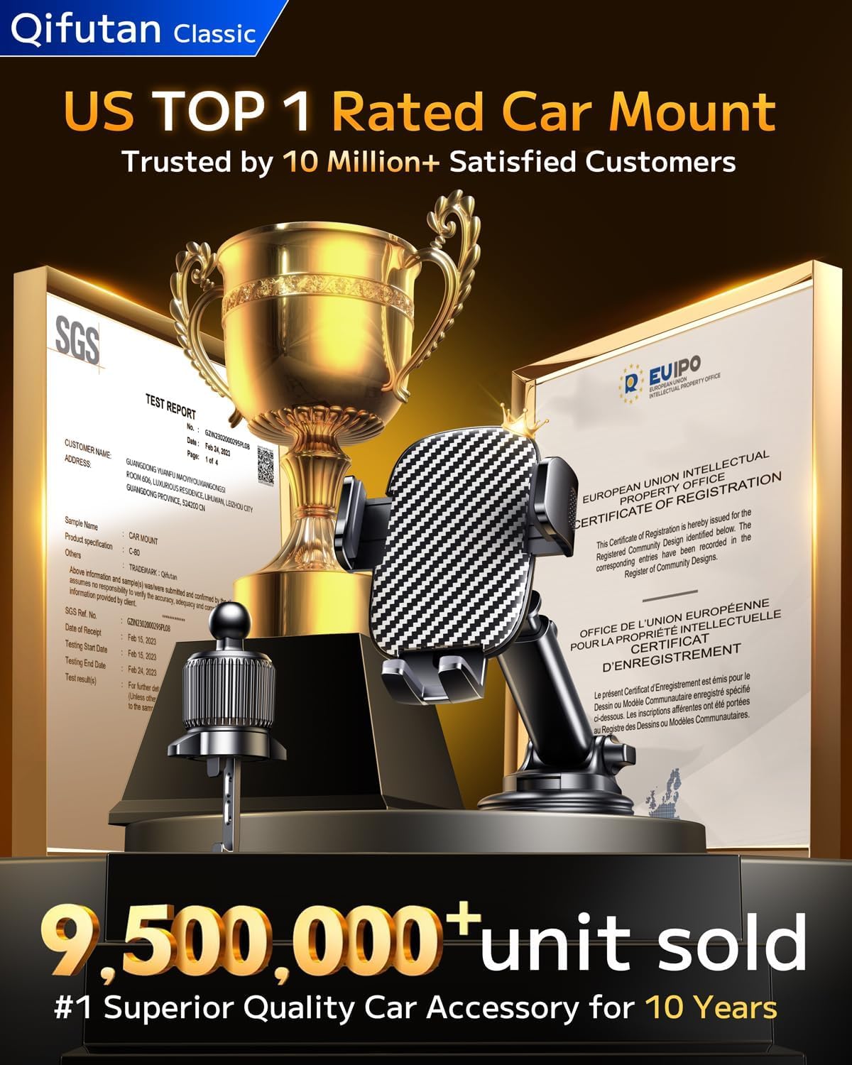 Qifutan Car Phone Holder Mount Phone Mount for Car Windshield Dashboard Air Vent Universal Hands Free Automobile Cell Phone Holder Fit for iPhone Smartphone Camera Mounts