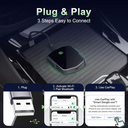 Wireless Carplay Adapter, Converts Wired to Wireless carplay Adapter for iPhone, Wireless Control Plug & Play Carplay for Cars from 2017 & for Apple iPhone iOS 10+