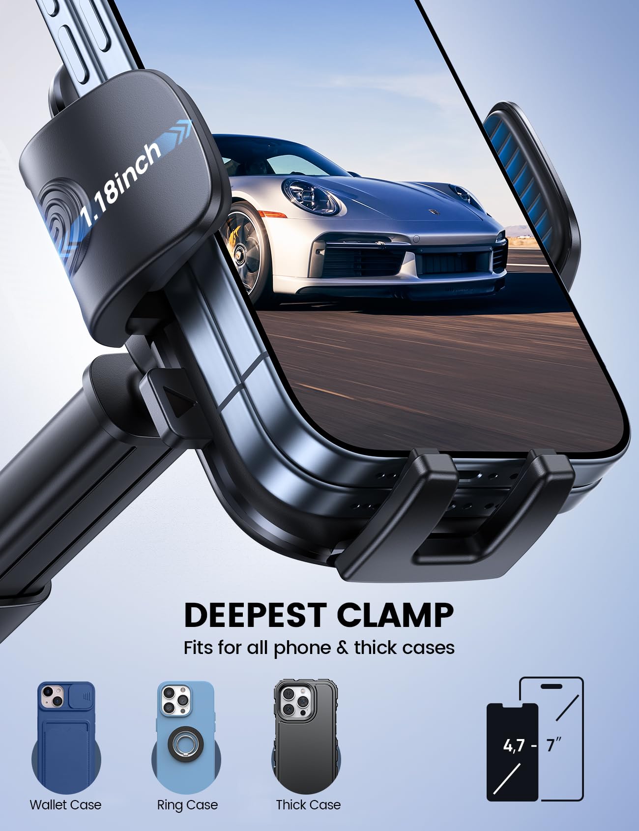 Lamicall Phone Mount for Car [3-in-1 Military-Grade Suction Cup] 360° Rotation Phone Holders for Your Car [Metal Hook] Cell Phone Car Mount Dashboard Vent Windshield for iPhone 17 16 15 Pro Max