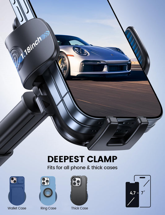 Lamicall Phone Mount for Car [3-in-1 Military-Grade Suction Cup] 360° Rotation Phone Holders for Your Car [Metal Hook] Cell Phone Car Mount Dashboard Vent Windshield for iPhone 17 16 15 Pro Max