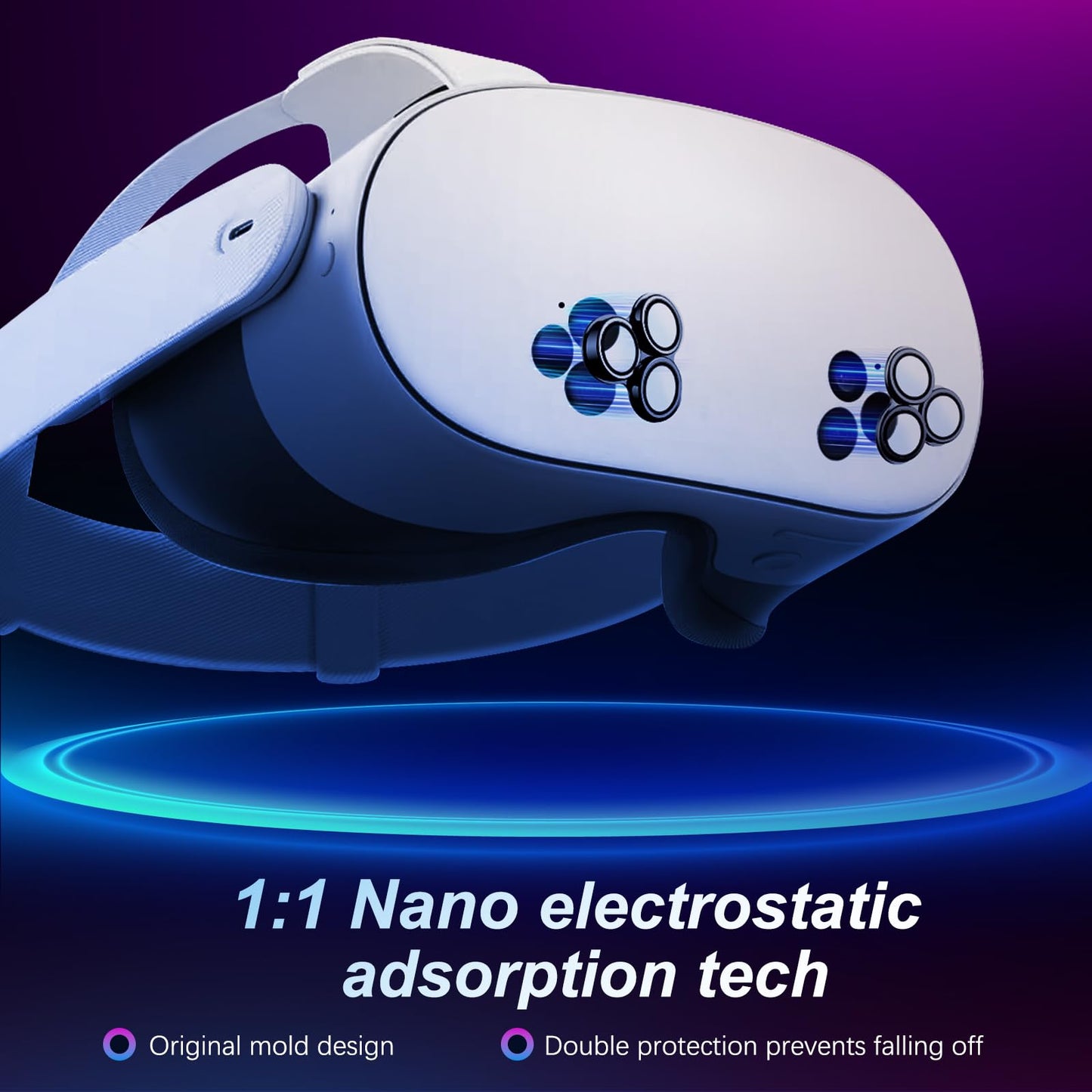 Laeuzn Camera Lens Protector Cover Compatible with Oculus Meta Quest 3S Accessories, One-Piece Design, Thin 9H Tempered Glass, Alloy Frame, Anti-Scratch, High Definition, Full Protection