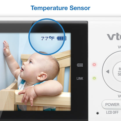 VTech VM819 Baby Monitor with Camera and Audio, 2.8” Screen Portable Baby Camera, Night Vision, 2-Way Audio, Temperature Sensor and Lullabies, Secure Transmission No WiFi, Ideal for Baby/Elderly/Pet