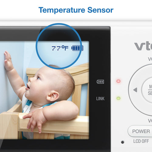 VTech VM819 Baby Monitor with Camera and Audio, 2.8” Screen Portable Baby Camera, Night Vision, 2-Way Audio, Temperature Sensor and Lullabies, Secure Transmission No WiFi, Ideal for Baby/Elderly/Pet