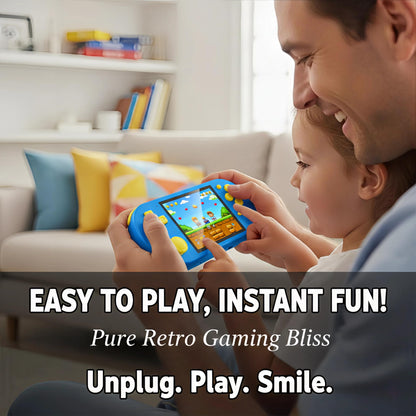 16-Bit Handheld Game Console - 3 Inch HD Screen 300-in-1 Retro Games - Portable Classic Video Game Player for Kids & Adults, Include Protective Carrying Case (Blue)