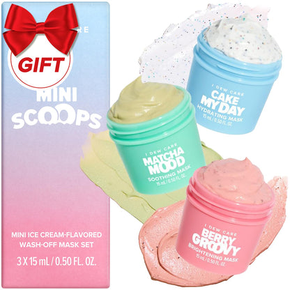 I DEW CARE Wash Off Face Mask Skincare Gift Set - Mini Scoops | Facial Masks, Matcha, Korean Skincare, Pore Cleansing Mask, Cruelty-Free, Travel Size, Mini Set, Stocking Stuffers, Teen Girl Gift Set