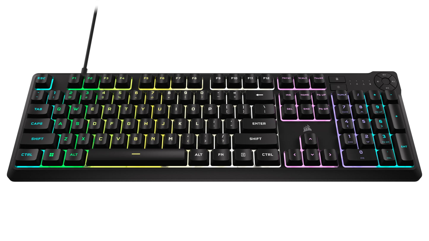 Corsair K55 CORE RGB Membrane Wired Gaming Keyboard – Quiet, Responsive Switches – Spill Resistance – Ten-Zone RGB – Media Keys – iCUE Compatible – QWERTY NA – PC, Mac – Black