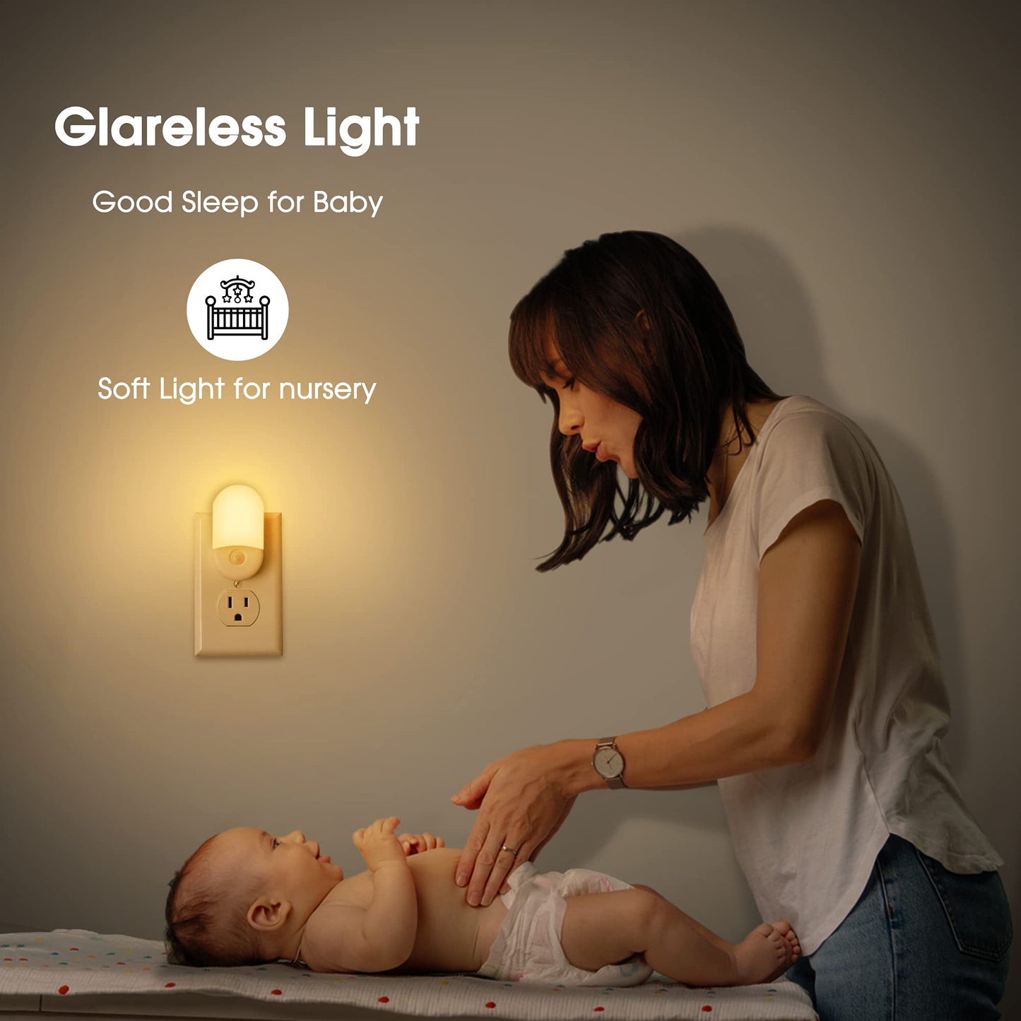 L LOHAS LED Night Lights Plug into Wall, [2 Pack] LED Dimmable Night Light with Light Sensors, 30/60LM Adjustable Brightness Nightlights, Soft White 3000K Automatic Night Light for Kid, Hallway