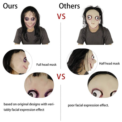 MOLEZU MOMO Mask for Adult Horror Devil Mask, Scary Costume Halloween Creepy Cosplay Party Decoration Prop, Halloween Scary Masks.