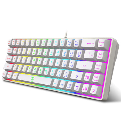 Snpurdiri 60% Percent Gaming Keyboard, Compact RGB Backlit Ergonomic Small Mini Keyboard for Windows, PC, Laptop, Gaming (68 Keys, White)