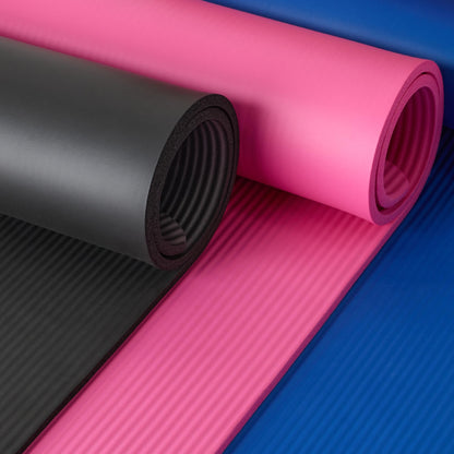 Amazon Basics 1/2 Inch Extra Thick Exercise Yoga Mat with Carrying Strap, Black