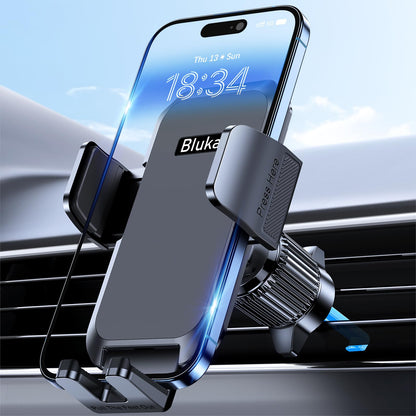 Blukar Car Phone Holder Mount, Super Stable Air Vent Cell Phone Car Mount with 2025 Metal Hook Clip, 360° Rotation,One Button Release for iPhone, Galaxy, Google, and All Other Smartphones