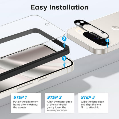 OMOTON 3+2 Pack for Google Pixel 10 Pro Screen Protector 6.3 inch, 3 Pack Tempered Glass Screen Protector&2 Pack Camera Lens Protector with Alignment Framework, Case Friendly(Not for 10/10 Pro XL)