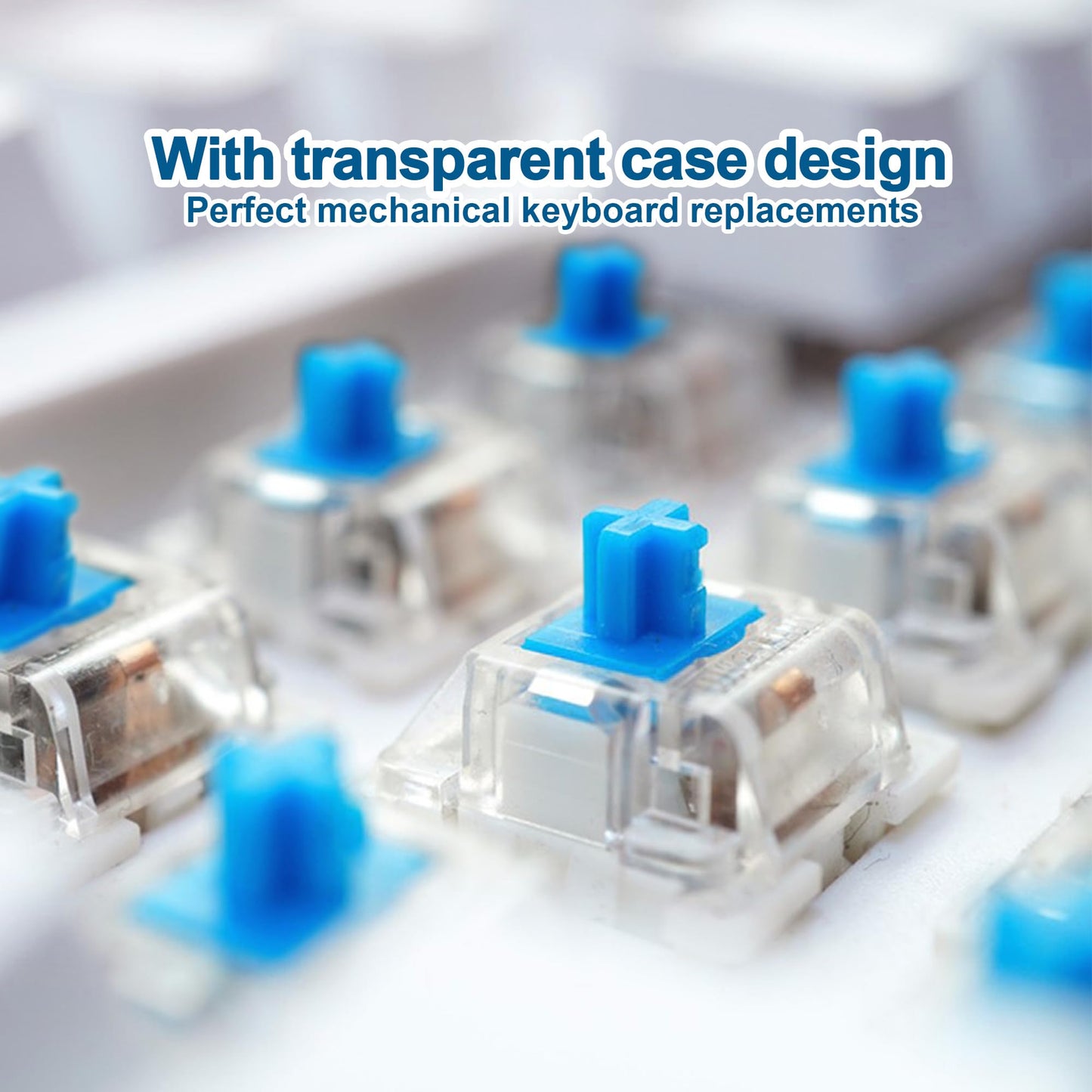 BlingKingdom 10 PCS Blue Switch Replacement 3 PIN Mechanical Keyboard Switches, Clicky, Accurate Typing, Dustproof, LED Keyboard, Gaming Keyboard