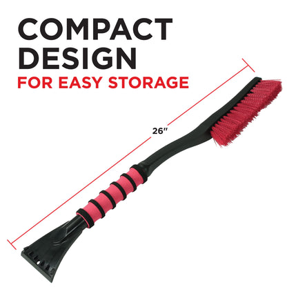 Mallory 532 26 Inch Snow Brush with Ice Scraper for Cars, Trucks, SUVs, RVs, and More (Colors May Vary)