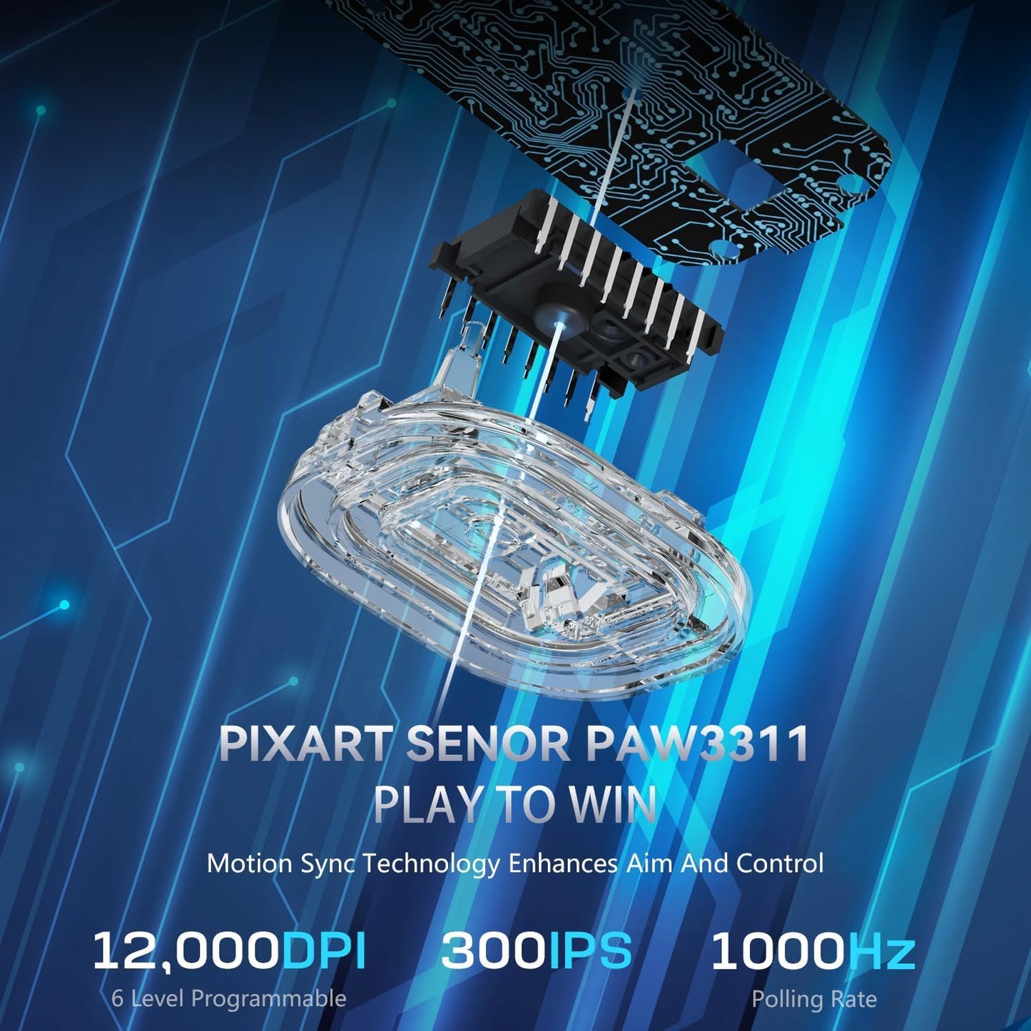 Ajazz AJ099 Superlight Wireless Gaming Mouse, Ergonomic 54g Ultra Lightweight 2.4Ghz/Wired Computer Mouse, PAW3311 12000 DPI Optical Sensor, 200Hrs Battery Programmable Buttons for Win/MAC PC Gamers