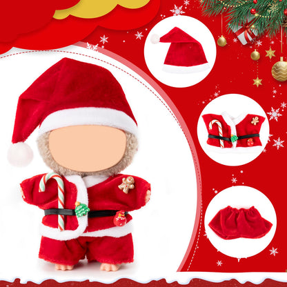 Clothes for Labubu(NO Doll) - Hat & Overalls Set for Labubu for LABUBU 17CM Dolls, Handcrafted Crochet Clothes Set, Premium Fashion Cute Outfit for Christmas Dress Up, Play & Collector Display