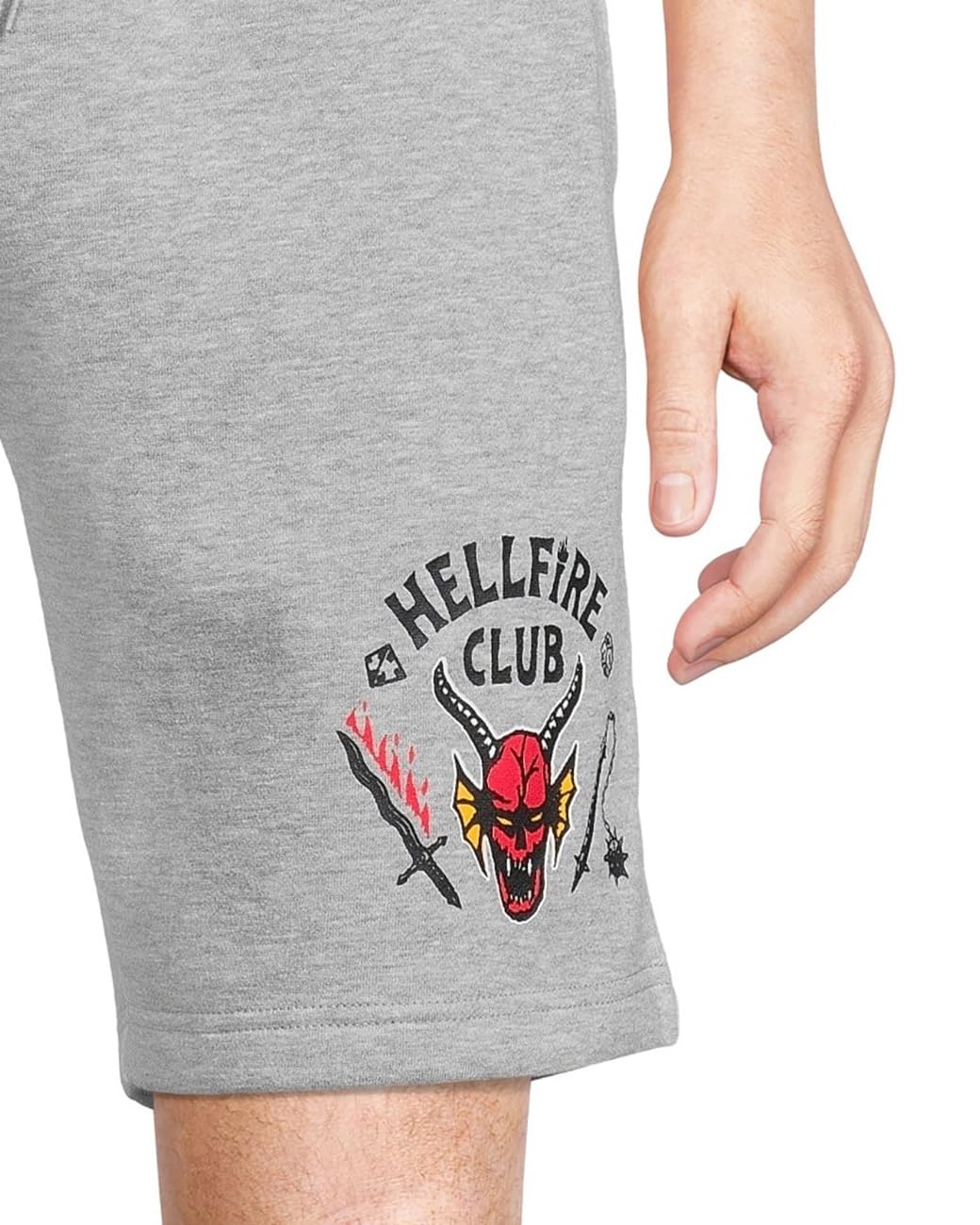 Mad Engine Stranger Things Men's Hellfire Club Logo Design Adult Casual Lounge Shorts (X-Large)