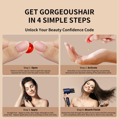 POEROES Hair Oil 50 Capsules - Hair Vitamins A C E Pro B5 - Hair Treatment Serum - Hair Serum for Frizzy and Damaged Hair - Argan & Avocado Oil - Leave in Conditioner for Women & Men