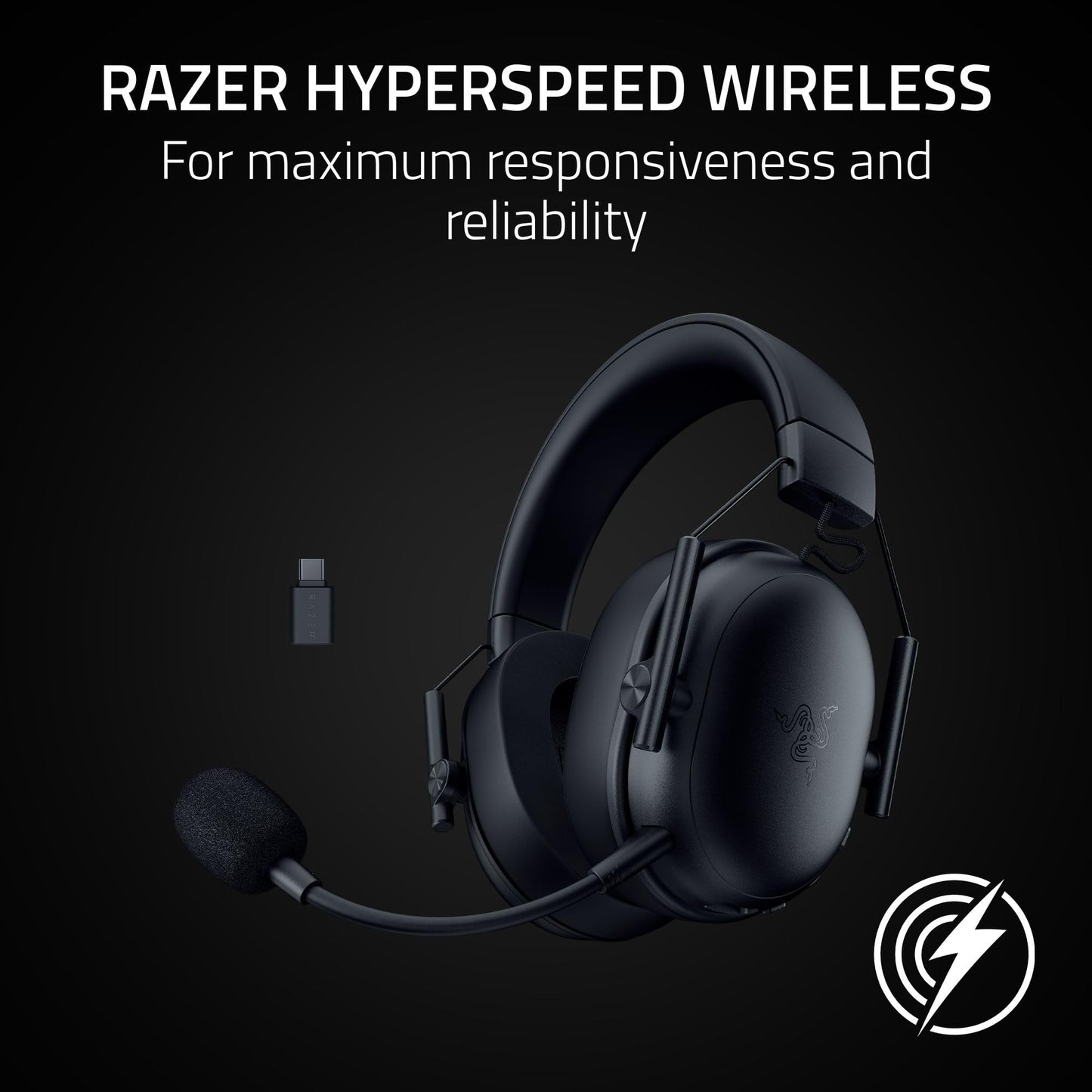 Razer BlackShark V3 X HyperSpeed Wireless Gaming Headset for PC: 50mm Drivers - Cardioid Mic - 2.4 GHz, Bluetooth, USB - Works with Mac, PS5, Nintendo Switch, Smartphone - 70 Hr Battery - Black