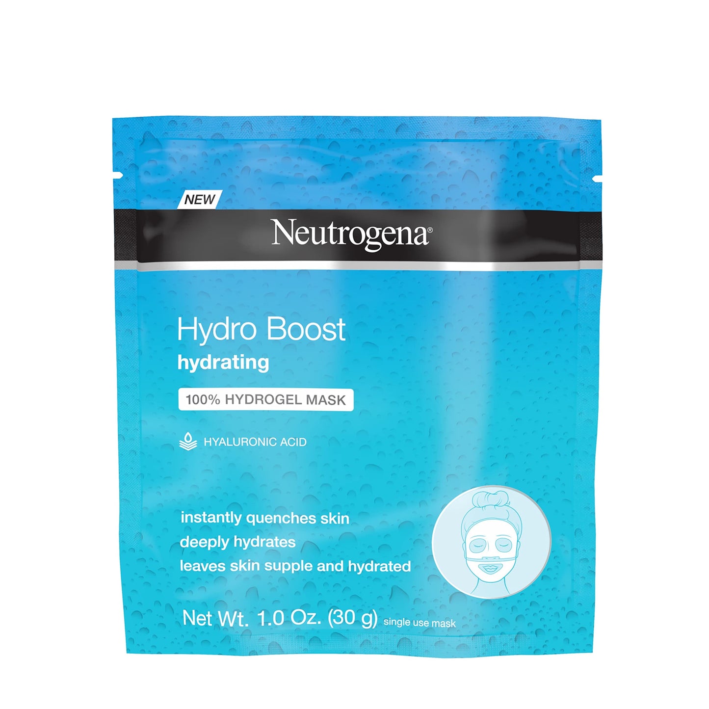 Neutrogena Hydro Boost Moisturizing & Hydrating 100% Hydrogel Sheet Mask, Face Mask for Dry Skin with Hyaluronic Acid, Gentle & Non-Comedogenic, 1 oz, 12 Pack
