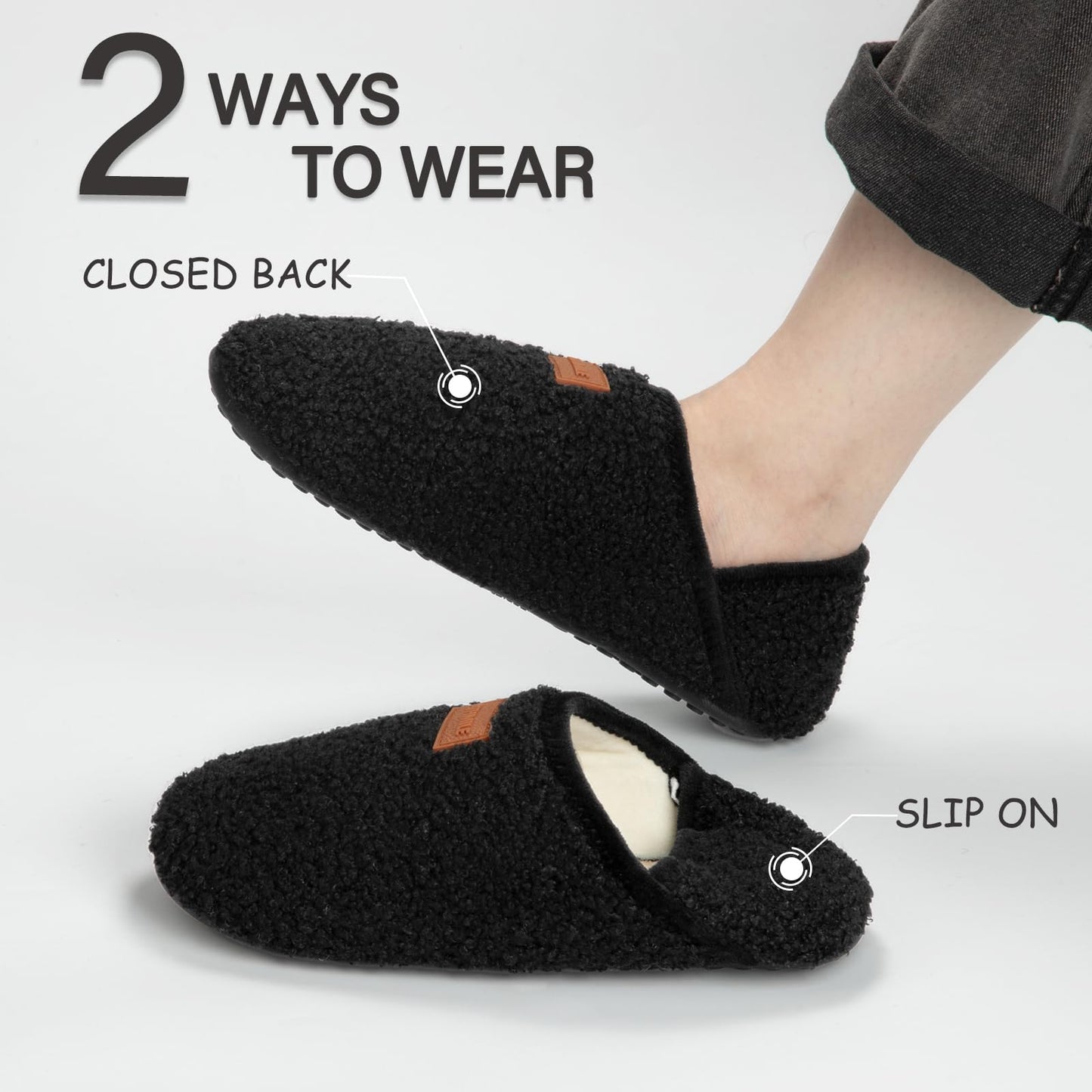 ATHMILE House Slippers for Women Men Indoor Barefoot Slippers Socks Furry Slip on House Shoes Cozy Comfy for Home Bedroom Travel Yoga Women 8-8.5 Black