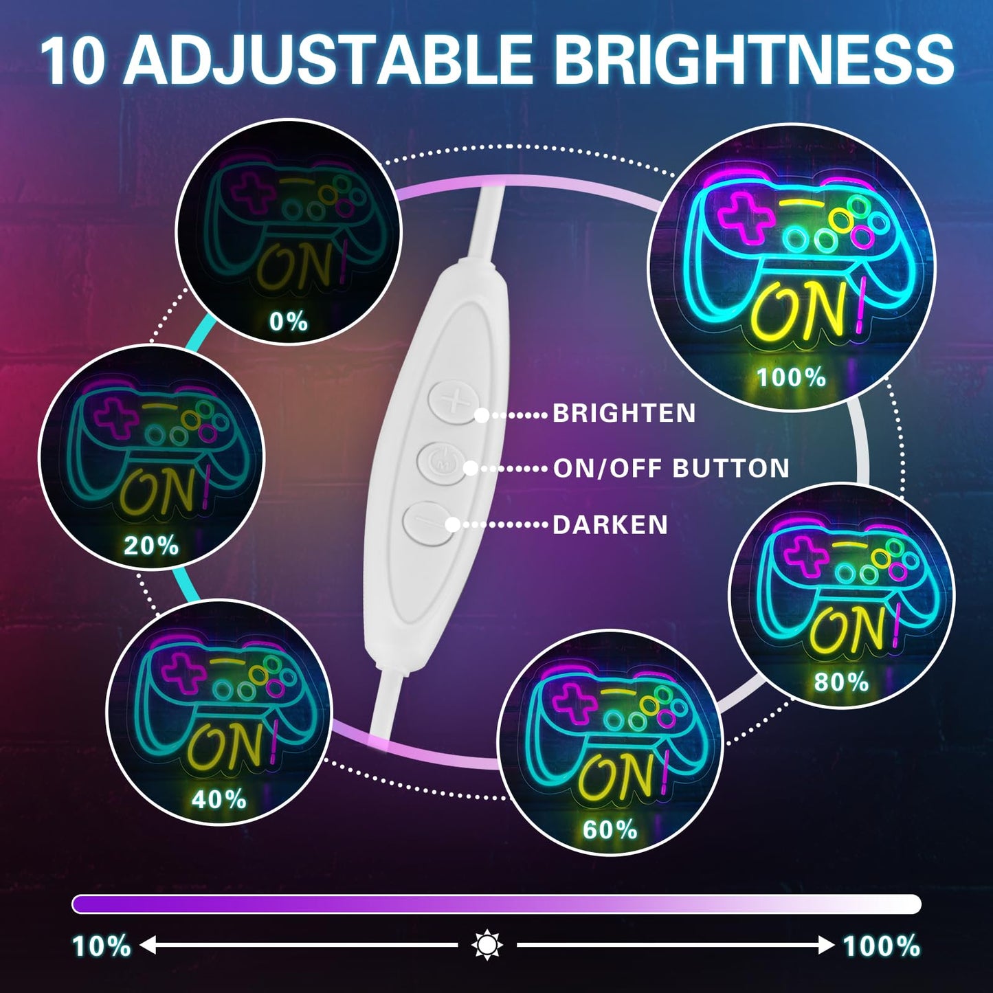 Gamer Neon Sign for Boys Gaming Room Bedroom Wall Decor, Gifts for Teen Kids, Video Game LED Light for Men, Gamepad Shaped Dimmable USB Powered Neon Lamp Game Room Accessories (16 X 12.5 inches)