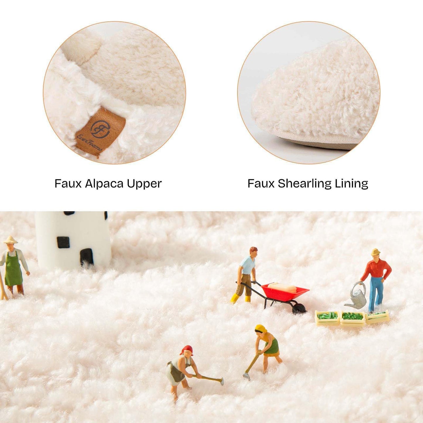 EverFoams Women's Fuzzy Slip-on Slippers Warm Cozy Soft Lightweight Memory Foam Indoor House Shoes Cream White, 7-8 US