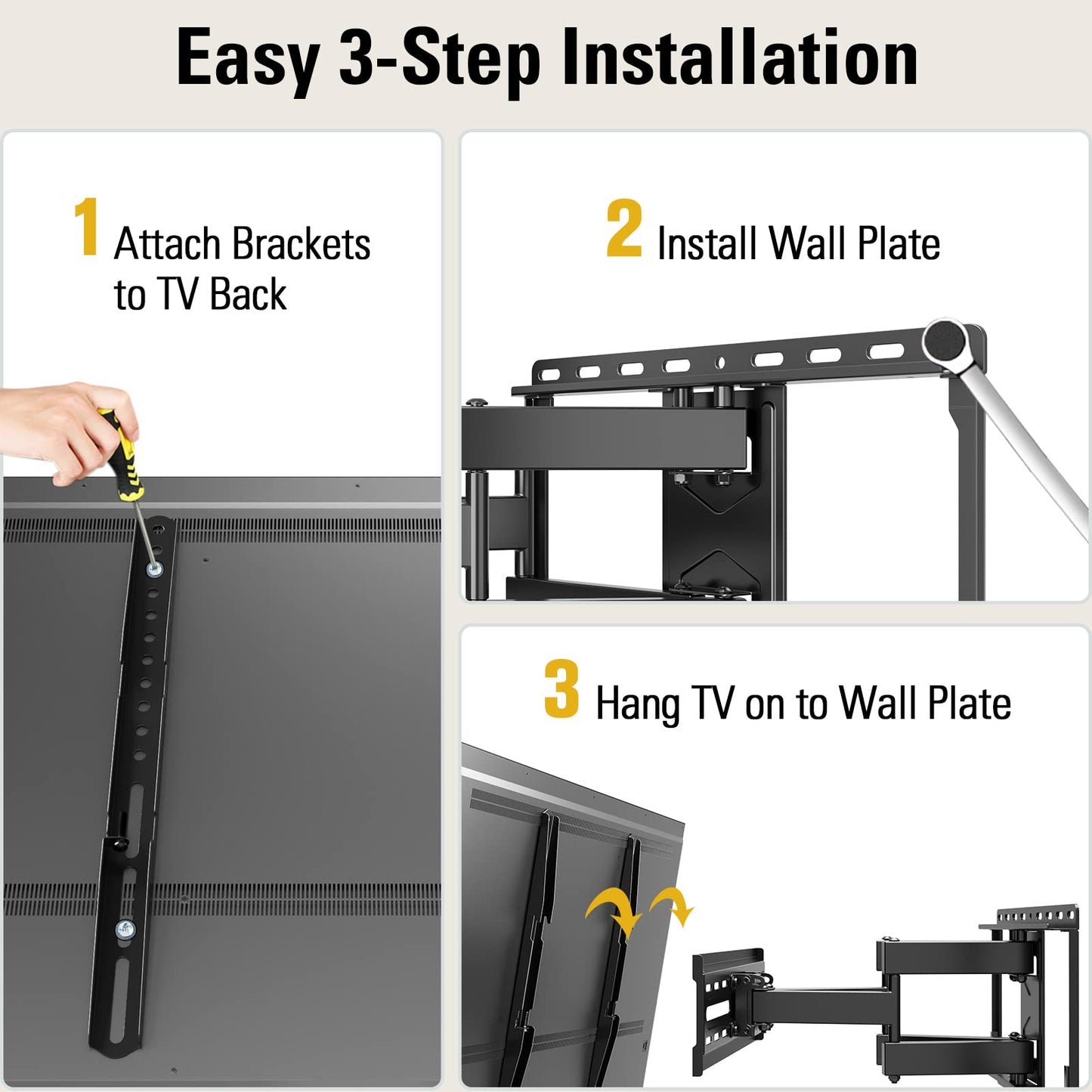 Mounting Dream TV Wall Mount for 32-65 Inch Television,Mount with Swivel and Tilt, Full Motion Bracket with Articulating Dual Arms, Fits 16inch Studs, Max VESA 400X400 mm, 99lbs, MD2380
