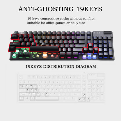 AF981 Wired 99Keys Computer Keyboard, Quite Brown Mechanical Feeling Membrane Gaming Keyboard, Colorful Backlit, Volume Scroll Wheel for PC Laptop, Black