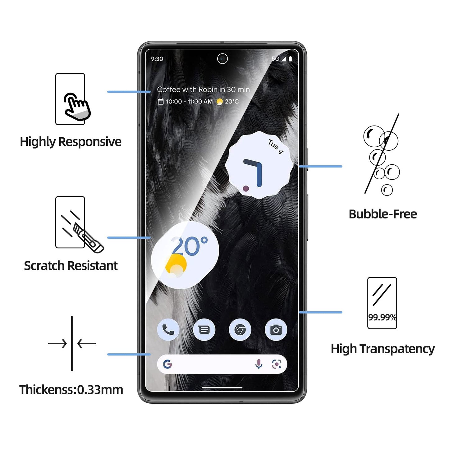 NEW'C 3 Pack Designed for Google Pixel 7 Screen Protector Tempered Glass,Case Friendly Anti Scratch, Bubble Free, Ultra Resistant