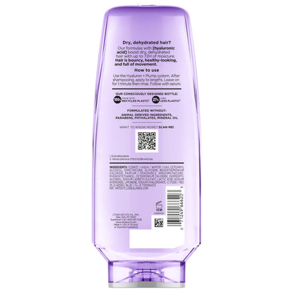 L'Oreal Paris Elvive Hyaluron Plump Hydrating Conditioner for Dehydrated, Dry Hair Infused with Hyaluronic Acid Care Complex, Paraben-Free, 12.6 Fl Oz